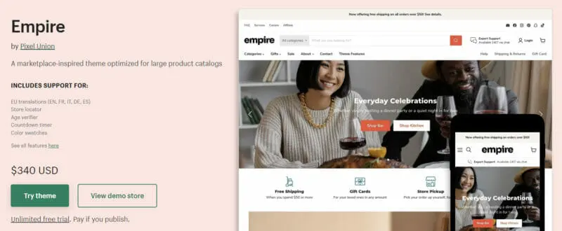 Empire Shopify Theme