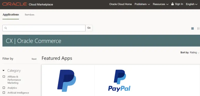 Oracle CX Commerce cloud marketplace