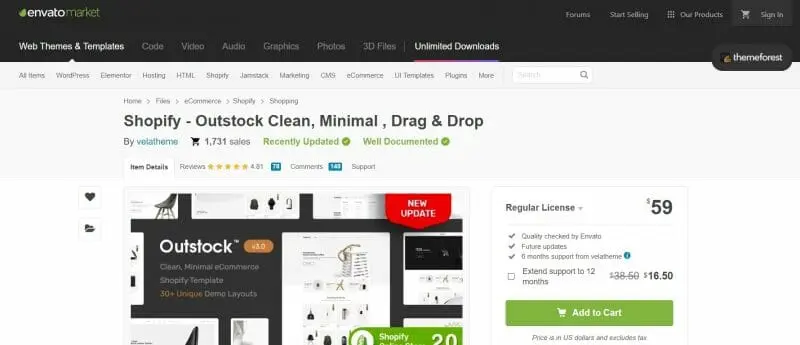 Outstock Shopify theme