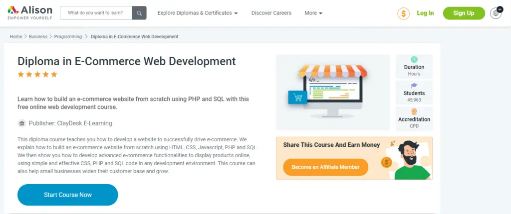 Alison E-Commerce course