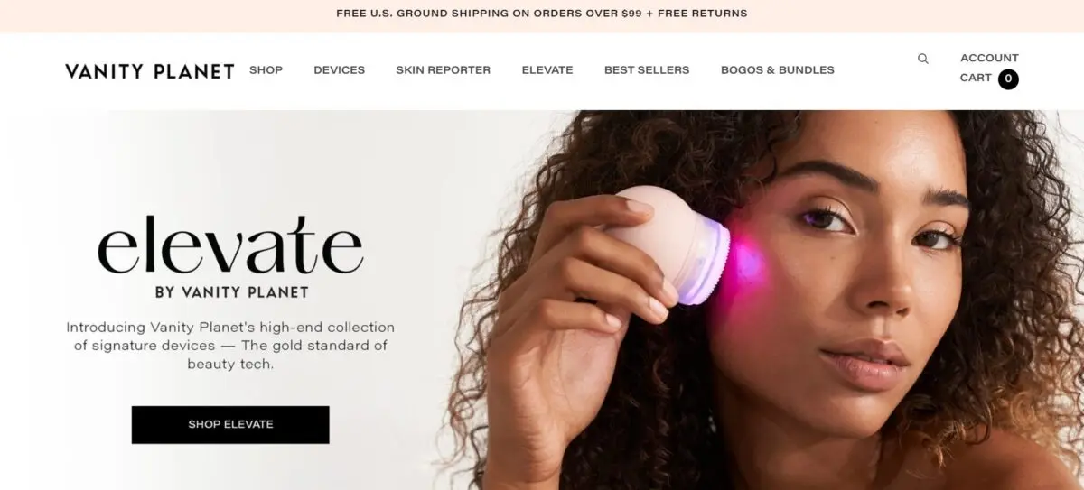 vanity ecomm landing page example