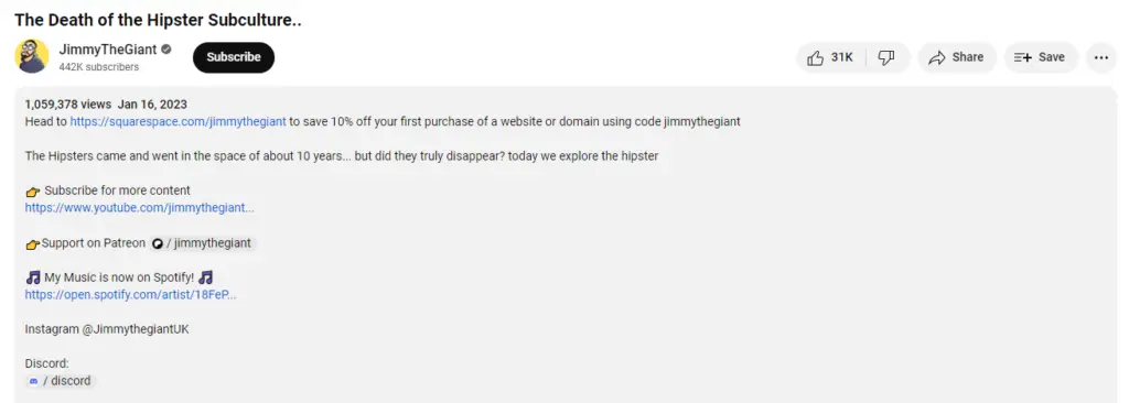 An example of adding links to YouTube Descriptions