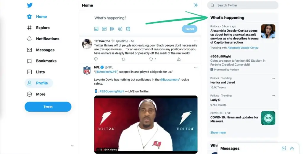 "What's happening" header - Find Twitter Trending Hashtags