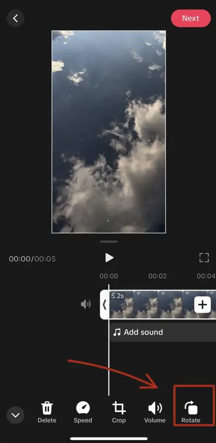 TikTok Video Dimensions / rotate button