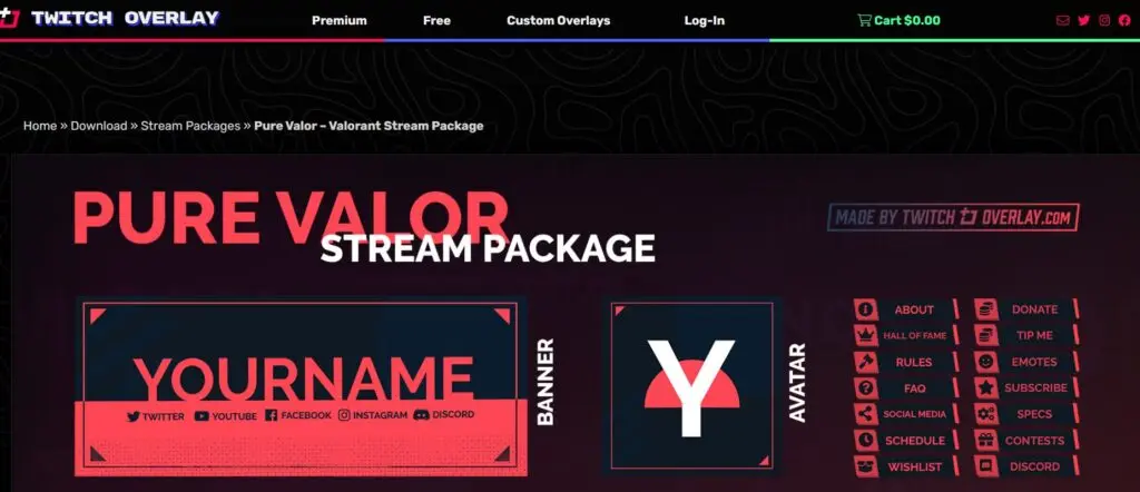 Twitch Overlay – Paquete Pure Valor Stream