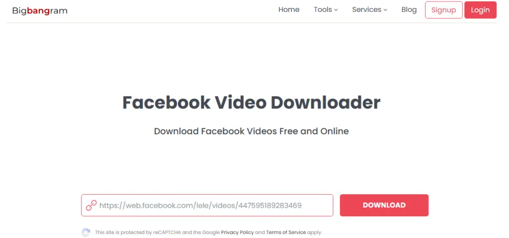 Bigbandram Facebook video downloader site