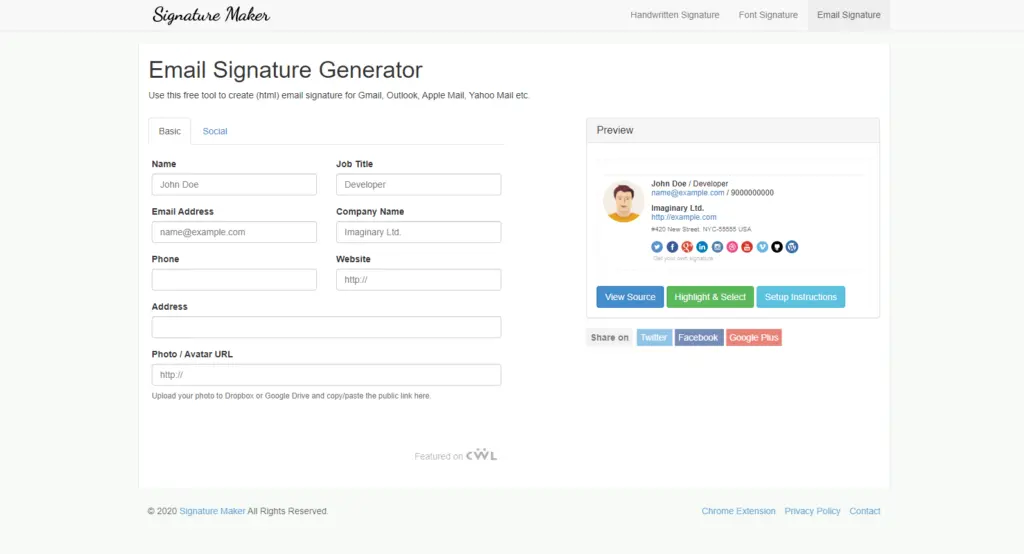 Signature Creator email signature generator