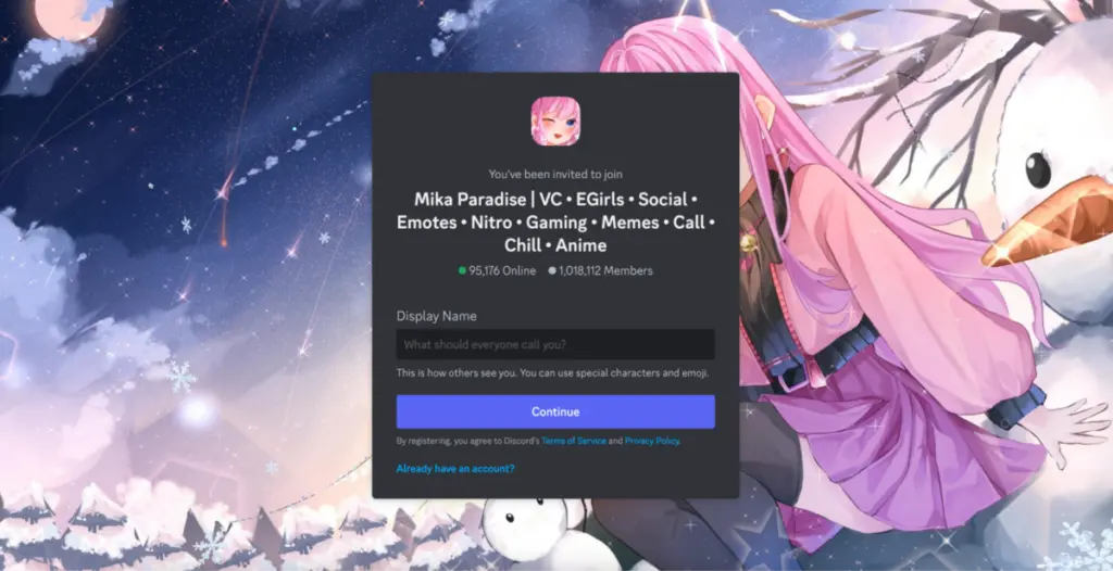 Mika Paradise | VC • EGirls • Social • Emotes • Nitro • Gaming • Memes • Call • Chill • Anime