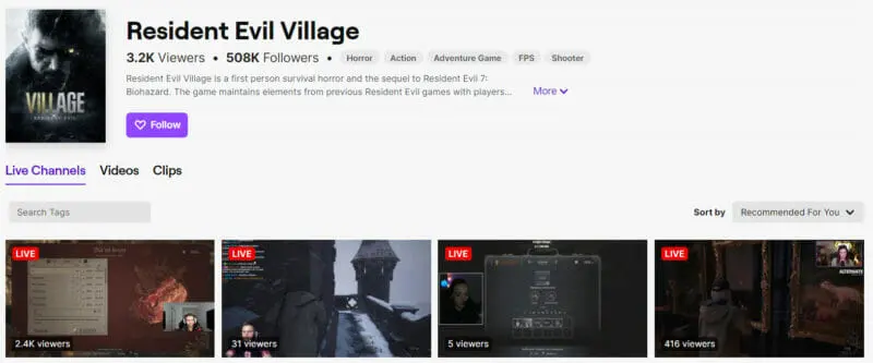 Resident Evil Village is a first-person survival horror game
