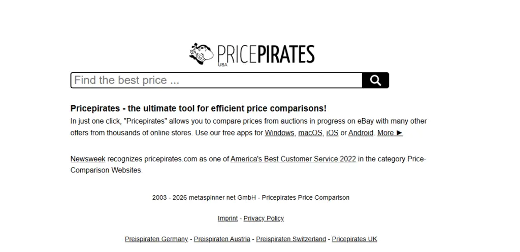 PricePirates Price Comparison Site