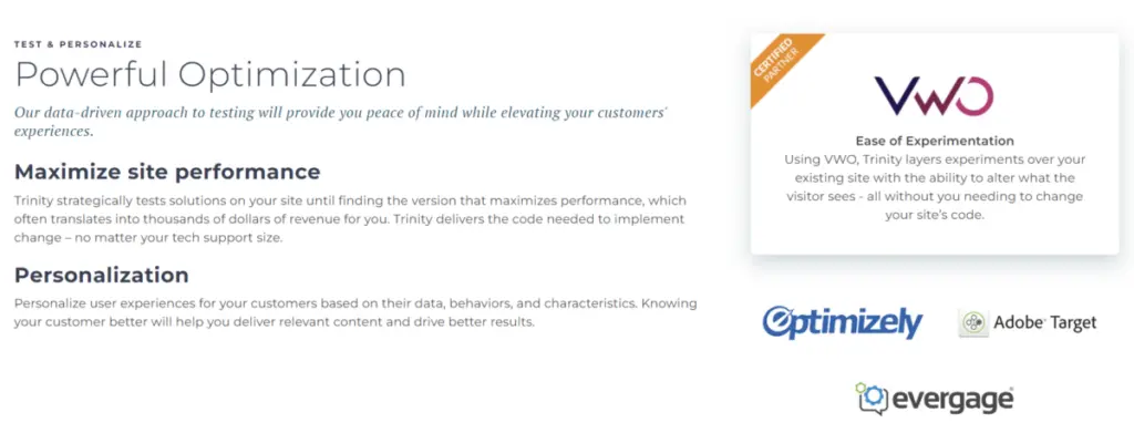 Trinity test conversion optimization service