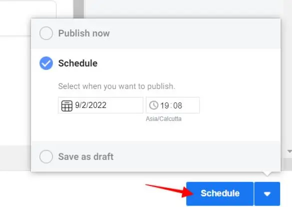 Instagram “Schedule” button