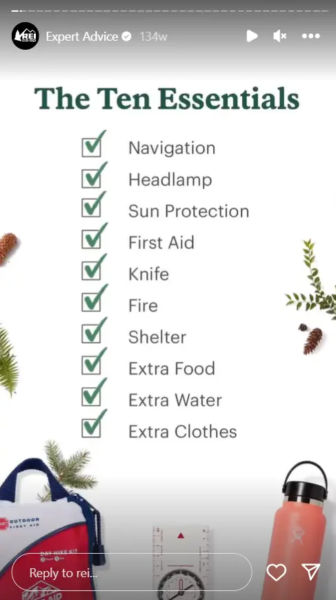 REI Extra Content Instagram Story Example