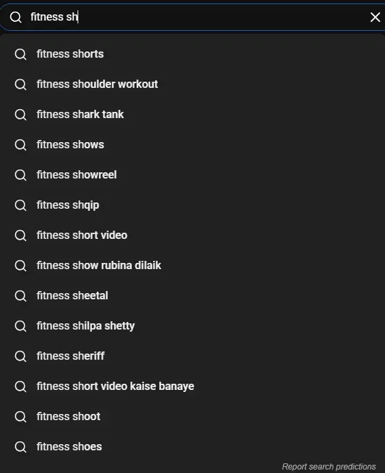 YouTube search autocomplete