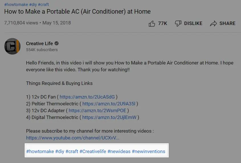 Overusing YouTube Hashtags