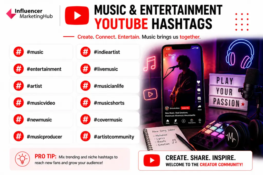 Music & Entertainment YouTube Hashtags