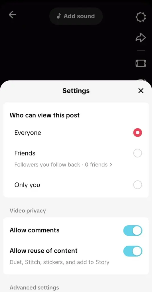 TikTok Video Settings