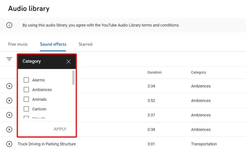 Everything You Need to Know about the YouTube Audio Library - Music Categories