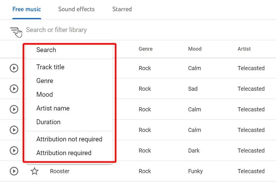 Everything You Need to Know about the YouTube Audio Library - Filters