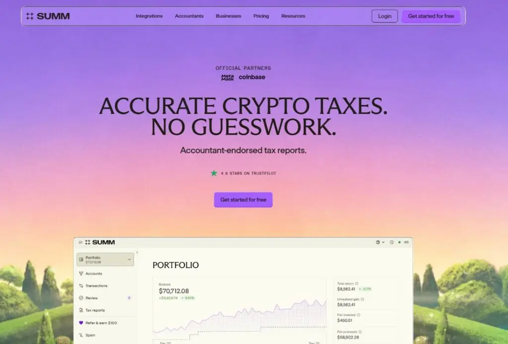 Summ Crypto Tax Calculator