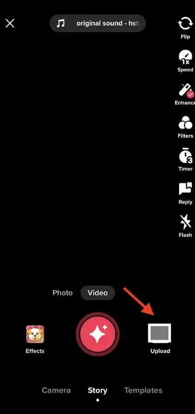 TikTok app Direct upload