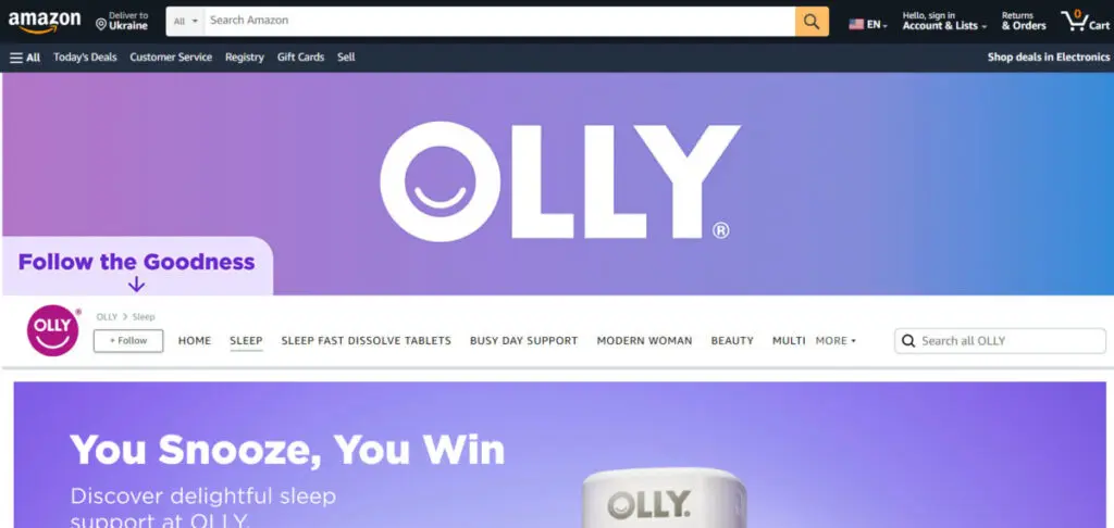 Amazon storefront OLLY