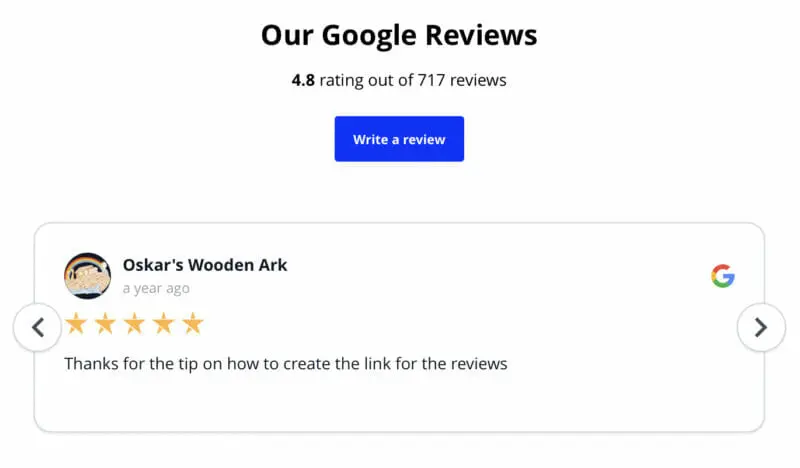 How to Embed Google Reviews on Your Website - Google Review Example