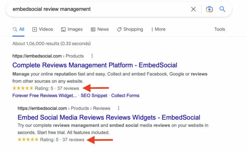 embedsocial review management - request to google