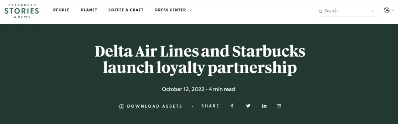 Delta Air Lines and Starbucks / loyalty partnership