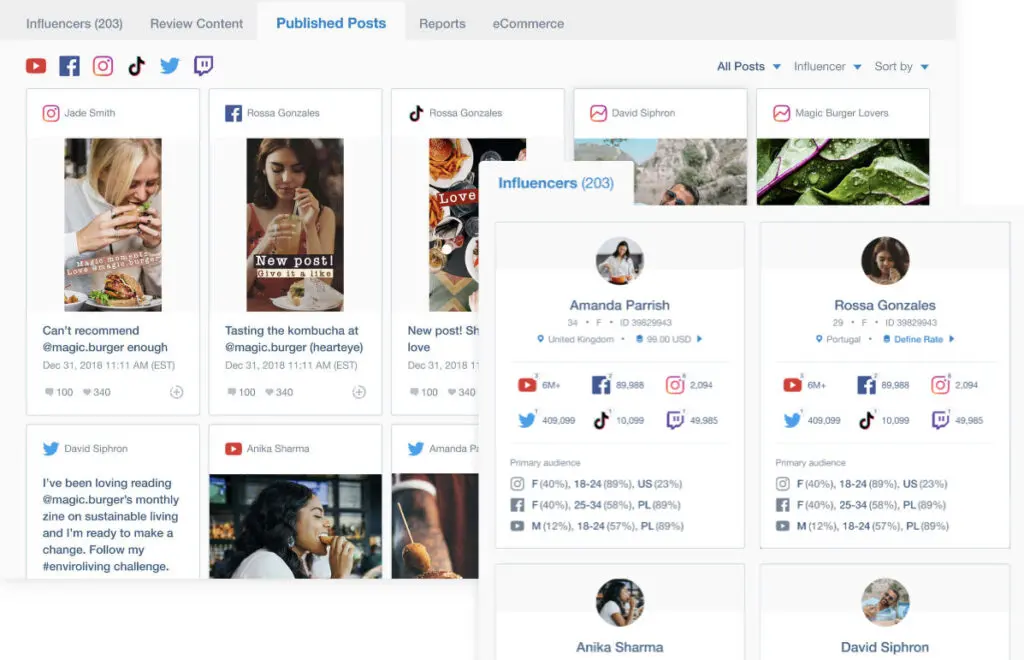 Influence's discovery tool / Brandwatch