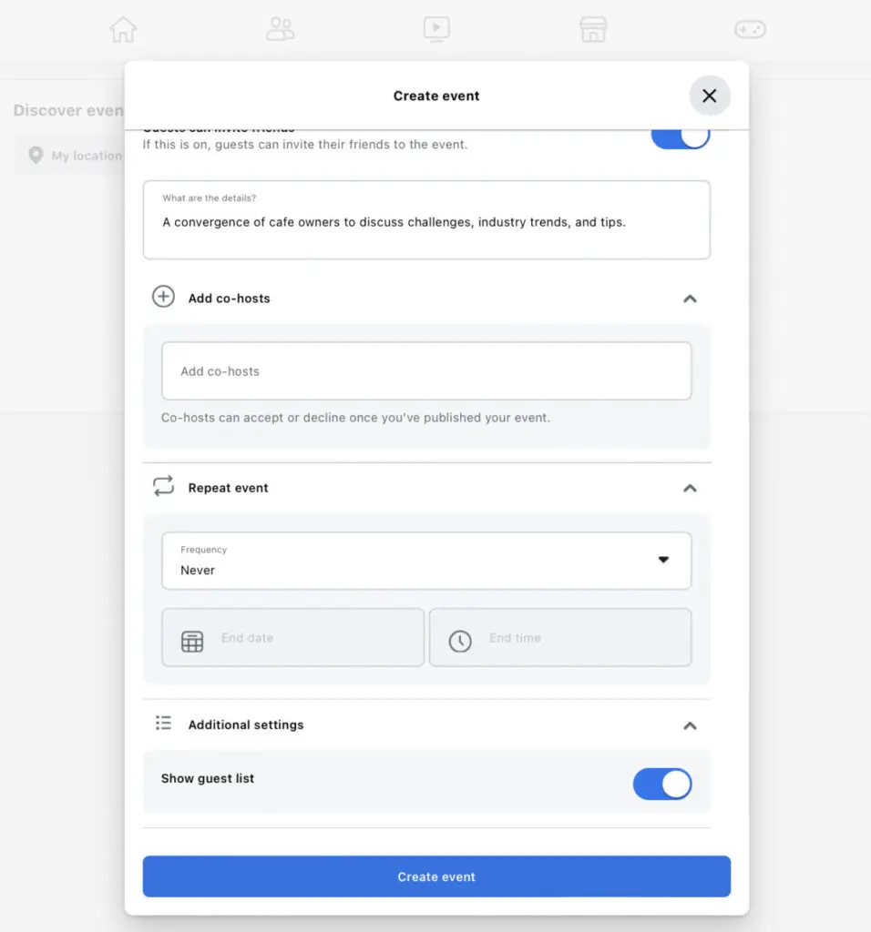 adding a co-host facebook