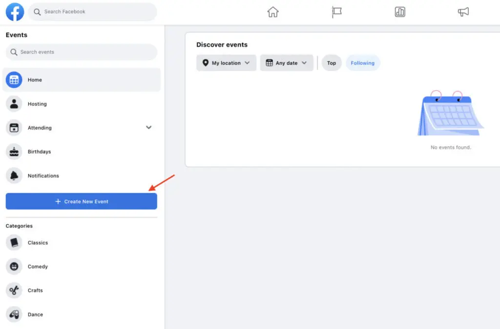Create New Event facebook business
