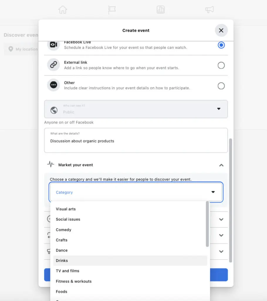 Market your event - facebook