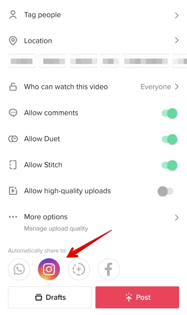 Link TikTok to Instagram