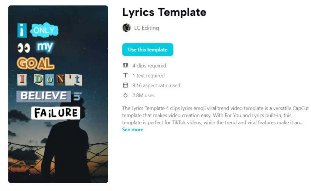Lyrics Template CapCut Template
