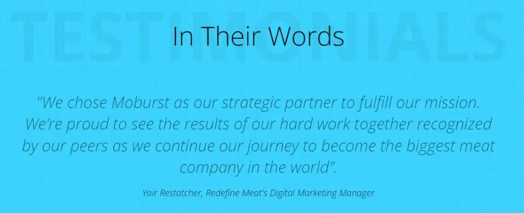 moburst redefine meat testimonial