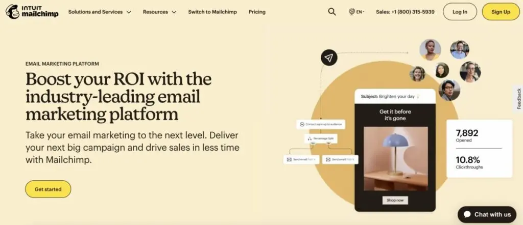 Intuit Mailchimp ad landing page