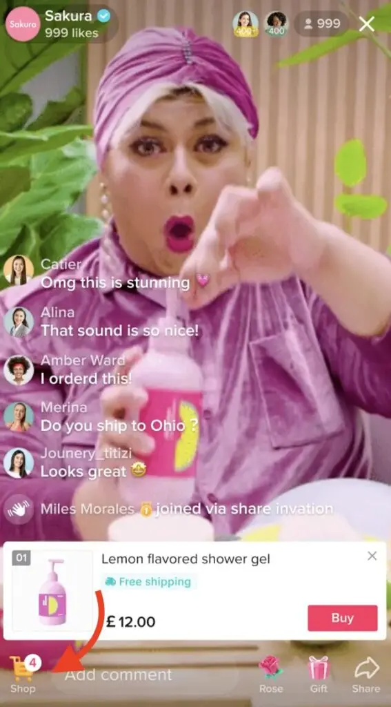 TikTok LIVE video / shopping cart icon