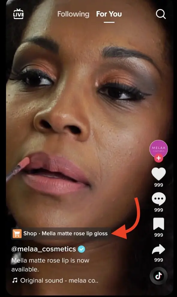 TikTok For You tab shoppable link
