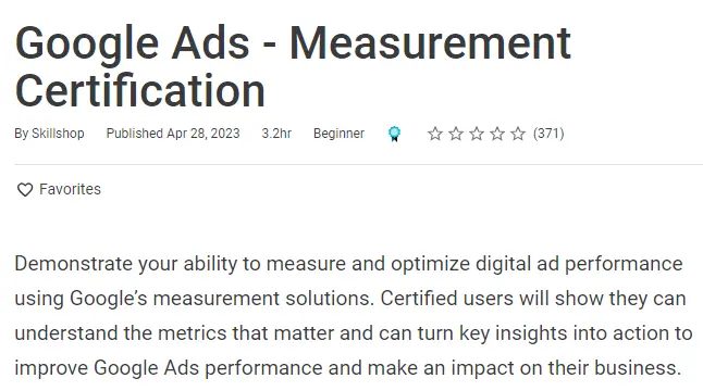 Google Ads measurement certification