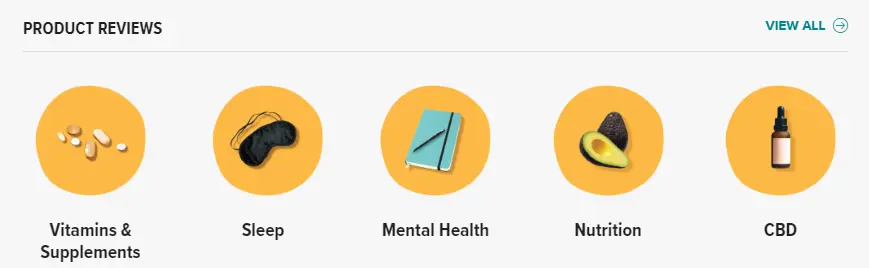 Healthline categories of product reviews