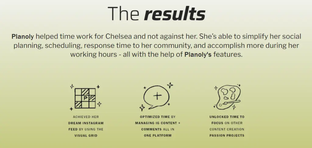 Chelsea Francis / Planoly campaign results