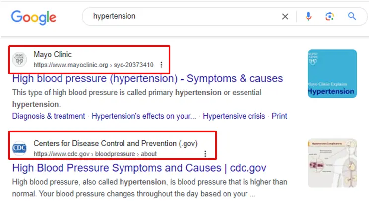 Topical authorities in health niche