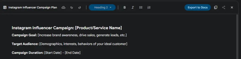 Gemini Canvas Influencer Campaign 1
