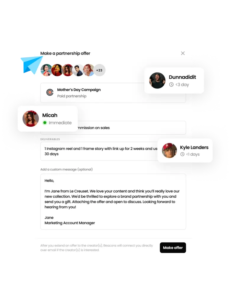 Beacons for Brands Influencer Contact