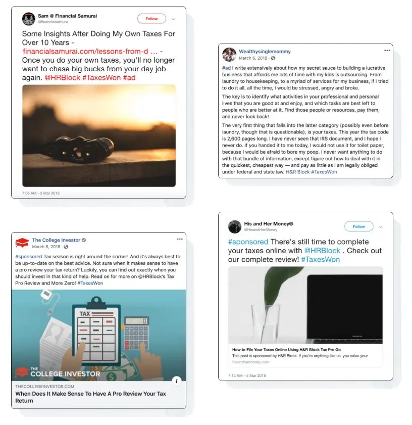 HRBlock Influencer Marketing Case Study Examples