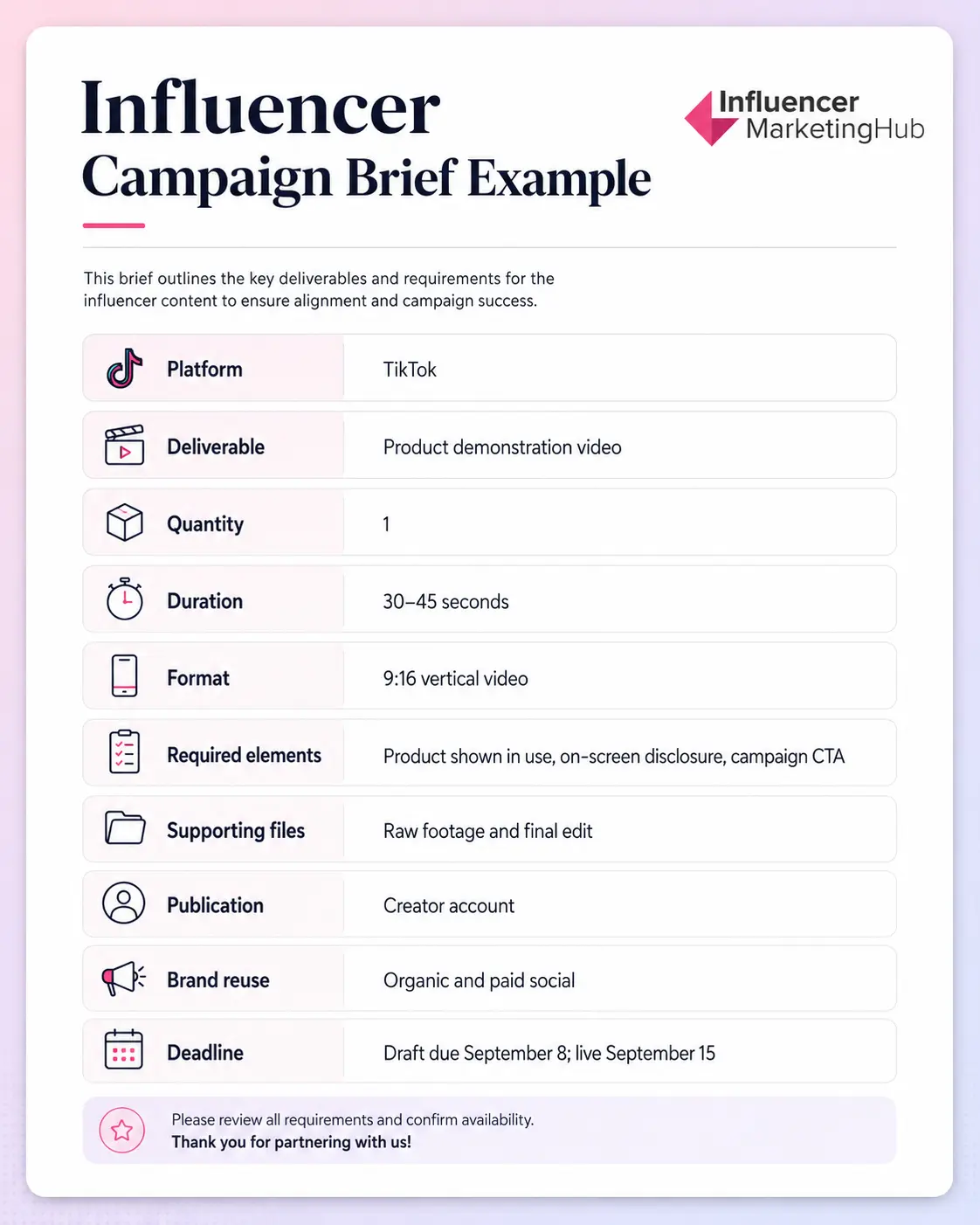 Influencer Campaign Brief Example