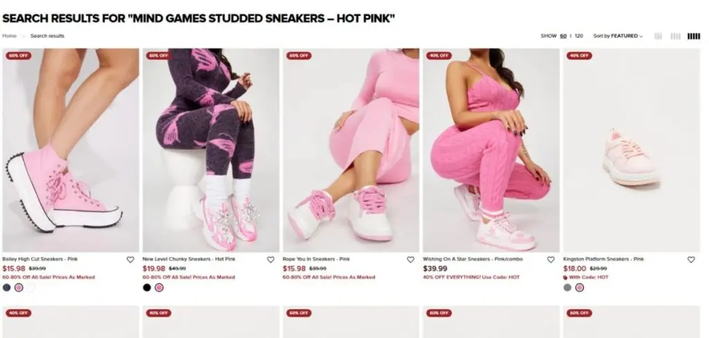 Fashion Nova Website On Site Search Results
