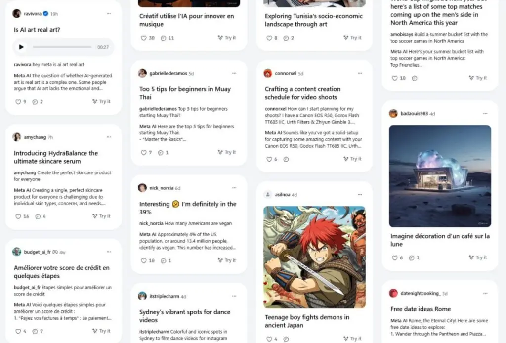 Meta AI app Discovery Feed