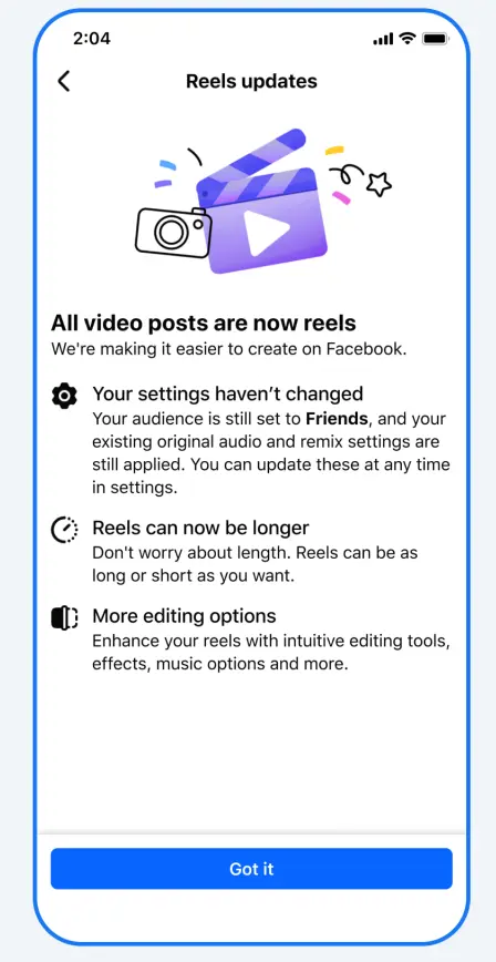 Meta Reels Update Audience Settings